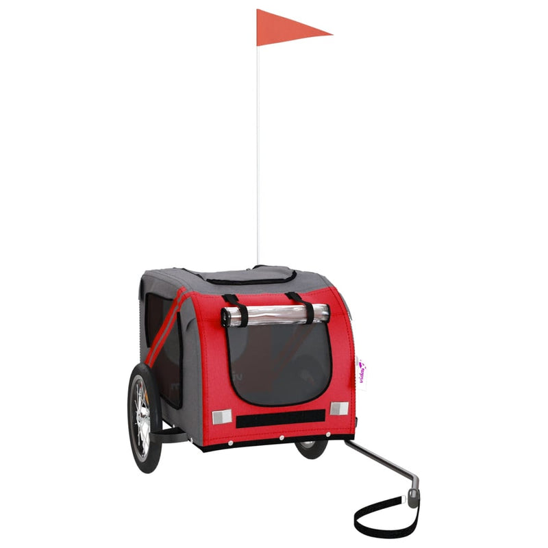 Load image into Gallery viewer, Vidaxl hondenfietstrailer oxford stof en ijzer rood en grijs