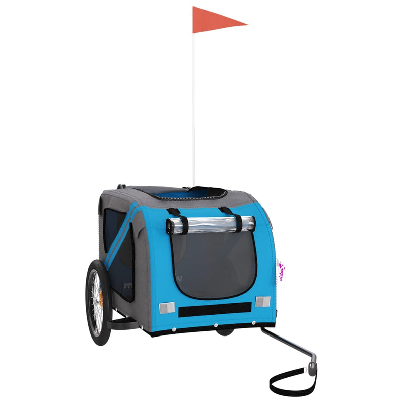 Load image into Gallery viewer, Vidaxl hondenfietstrailer oxford stof en ijzer blauw en grijs