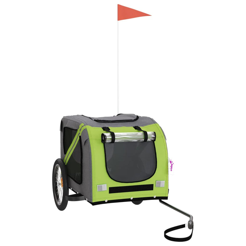 Load image into Gallery viewer, Vidaxl hondenfietstrailer oxford stof en ijzer groen en grijs