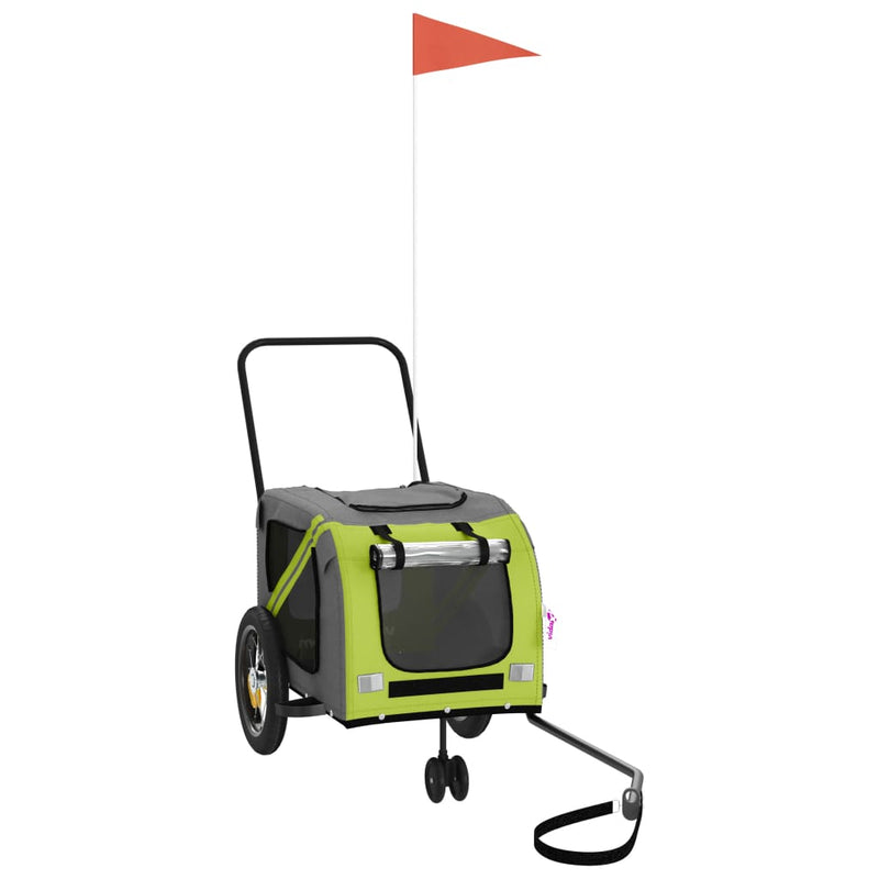 Load image into Gallery viewer, Vidaxl hondenfietstrailer oxford stof en ijzer groen en zwart