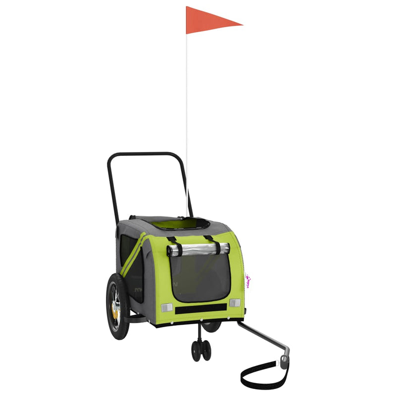 Load image into Gallery viewer, Vidaxl hondenfietstrailer oxford stof en ijzer groen en zwart