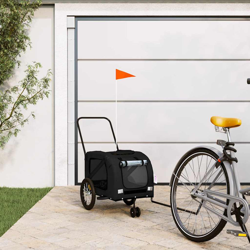 Cargue la imagen en el visor de la galería, Vidaxl huisdierfietskar zwart oxford-stof en ijzer