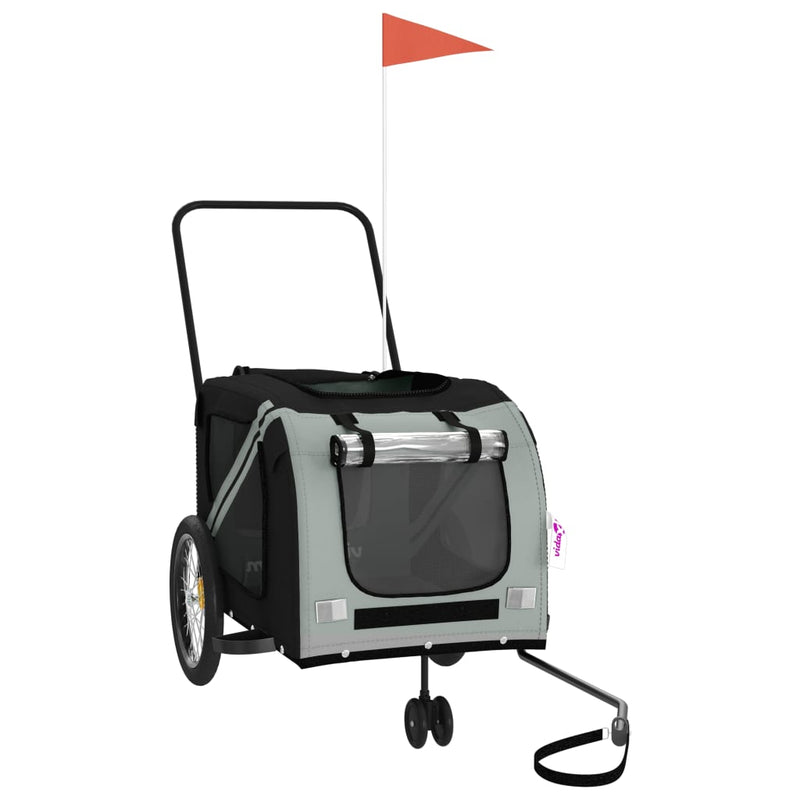 Load image into Gallery viewer, Vidaxl hondenfietstrailer oxford stof en ijzer grijs en zwart