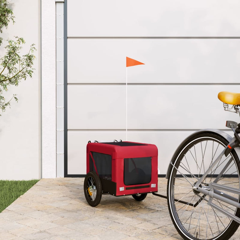 Load image into Gallery viewer, Vidaxl hondenfietstrailer oxford stof en ijzer rood en zwart