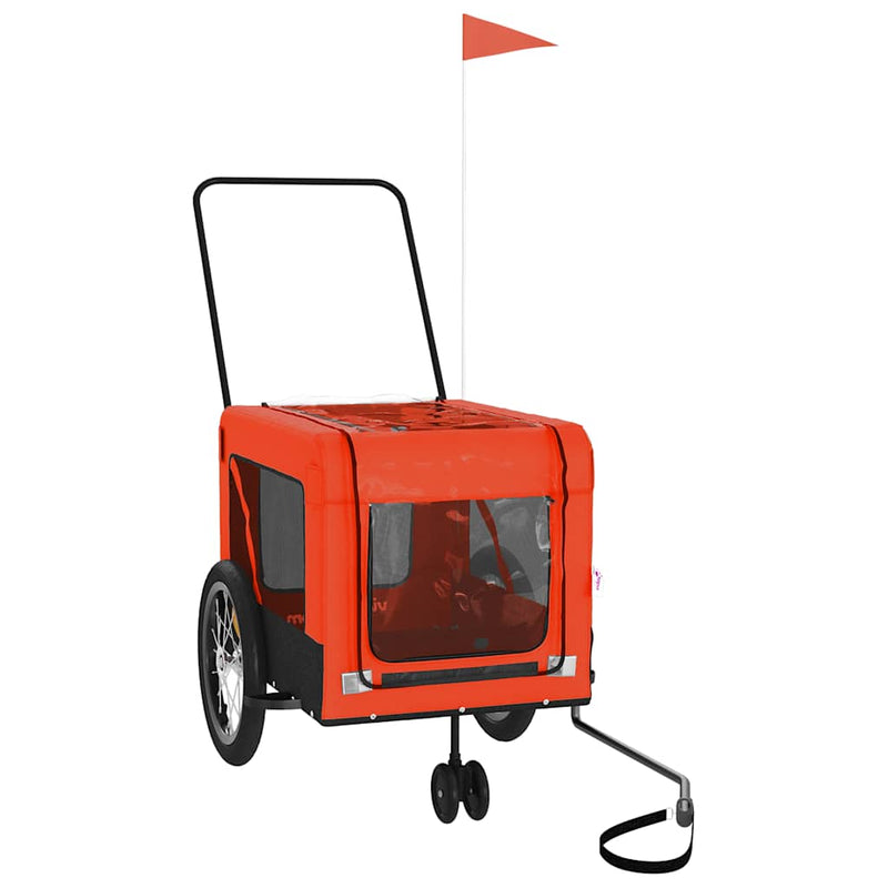 Afbeelding laden in galerijviewer, Vidaxl hondenfietstrailer oxford stof en ijzer oranje en zwart