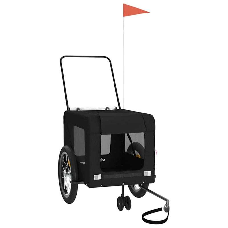 Cargue la imagen en el visor de la galería, Vidaxl hondenfietstrailer oxford stof en ijzer zwart