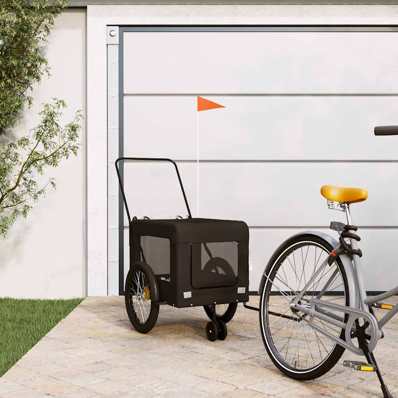 Cargue la imagen en el visor de la galería, Vidaxl hondenfietstrailer oxford stof en ijzer zwart