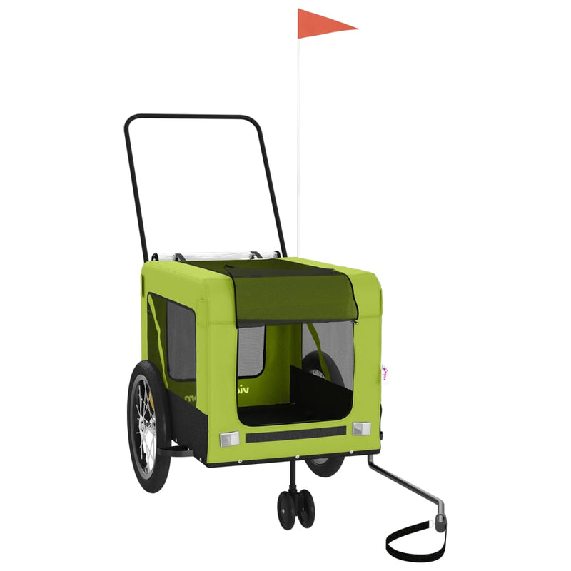 Load image into Gallery viewer, Vidaxl hondenfietstrailer oxford stof en ijzer groen en zwart