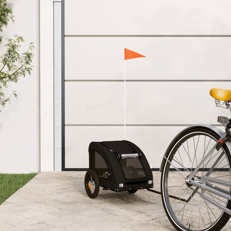 Afbeelding laden in galerijviewer, Vidaxl hondenfietstrailer oxford stof en ijzer zwart
