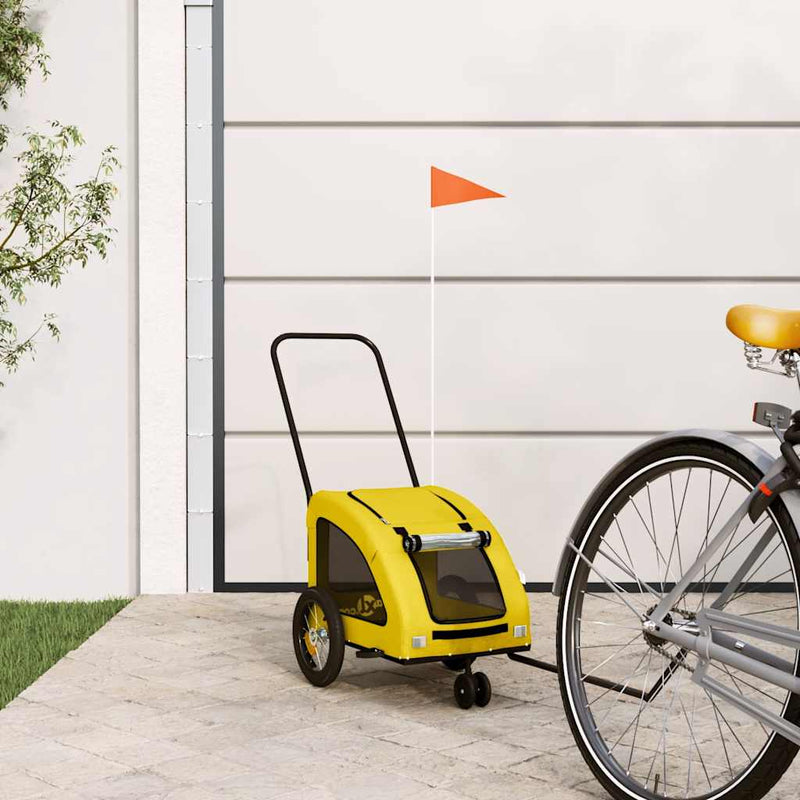 Afbeelding laden in galerijviewer, Vidaxl hondenfietstrailer oxford stof en ijzer geel
