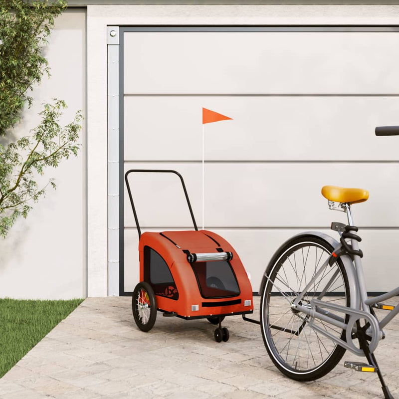 Cargue la imagen en el visor de la galería, Vidaxl hondenfietstrailer oxford stof en ijzer oranje