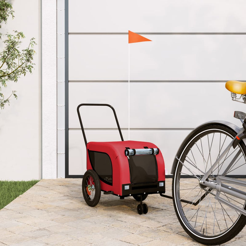 Load image into Gallery viewer, Vidaxl hondenfietstrailer oxford stof en ijzer rood en zwart