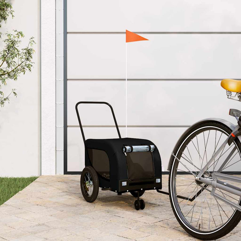 Cargue la imagen en el visor de la galería, Vidaxl hondenfietstrailer oxford stof en ijzer zwart