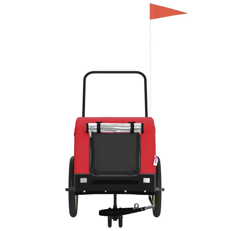 Load image into Gallery viewer, Vidaxl hondenfietstrailer oxford stof en ijzer rood en zwart