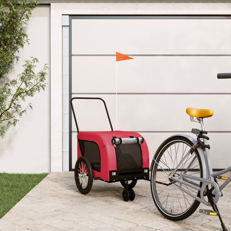 Load image into Gallery viewer, Vidaxl hondenfietstrailer oxford stof en ijzer rood en zwart