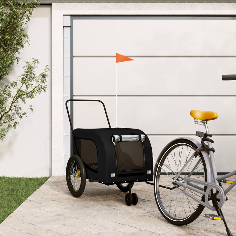 Load image into Gallery viewer, VidaXL Hondenfietstrailer oxford stof en ijzer zwart