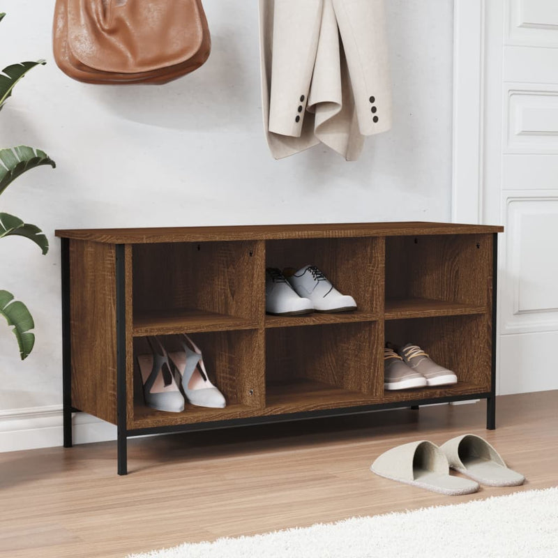 Load image into Gallery viewer, Vidaxl schoenenkast 100x35x50 cm bewerkt hout bruin eikenkleur