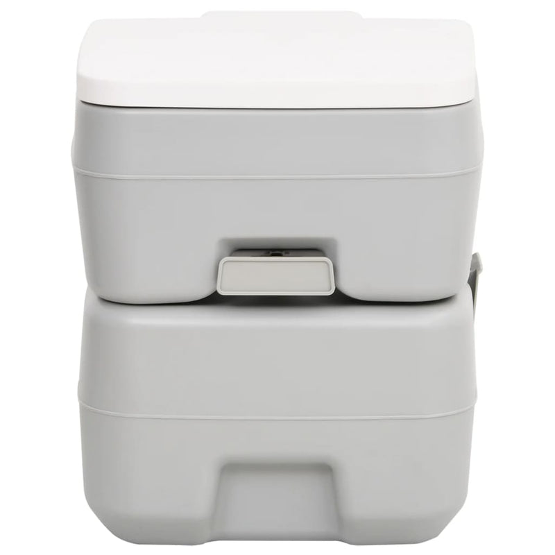 Load image into Gallery viewer, Vidaxl campingtoilet draagbaar 20+10 l hdpe grijs en wit