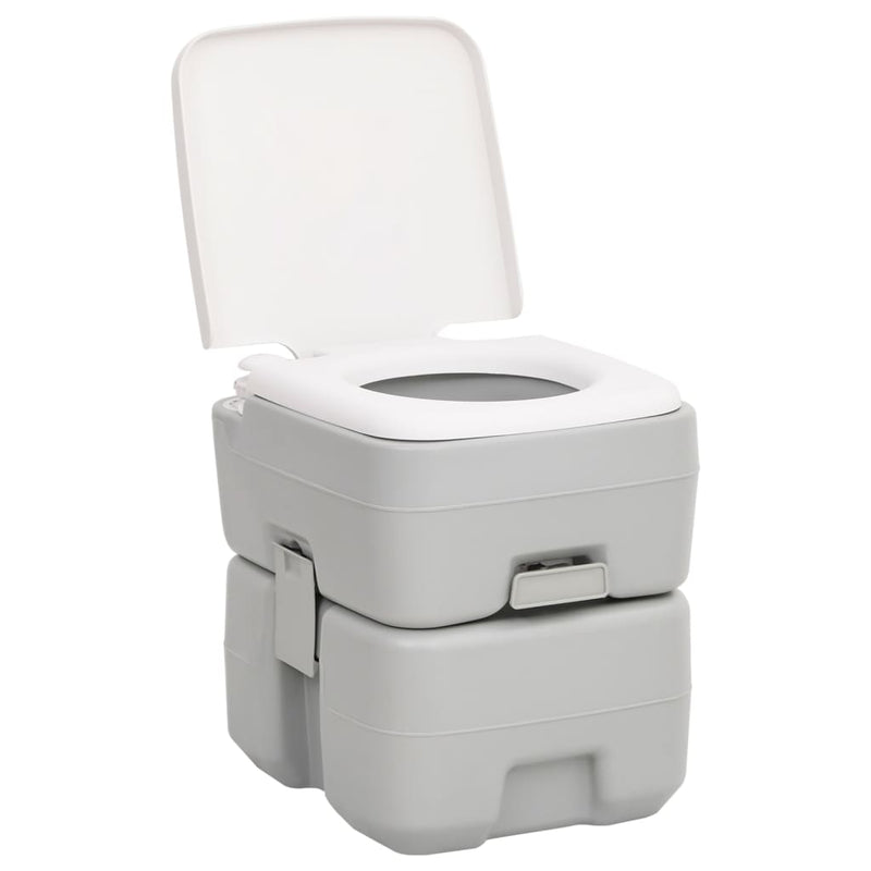 Load image into Gallery viewer, Vidaxl campingtoilet draagbaar 20+10 l hdpe grijs en wit