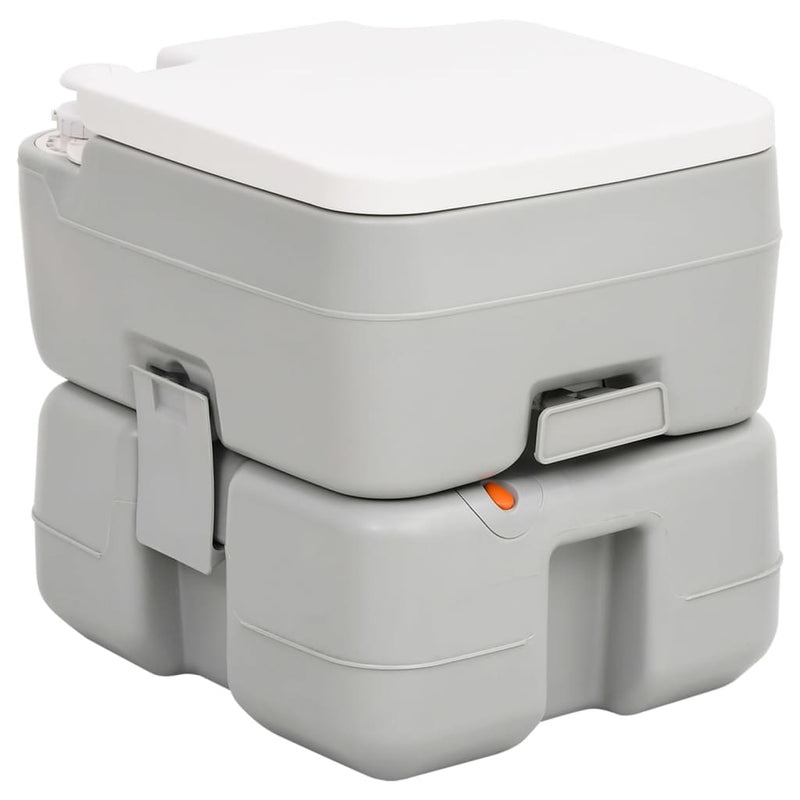 Load image into Gallery viewer, Vidaxl campingtoilet draagbaar 15+10 l hdpe grijs en wit
