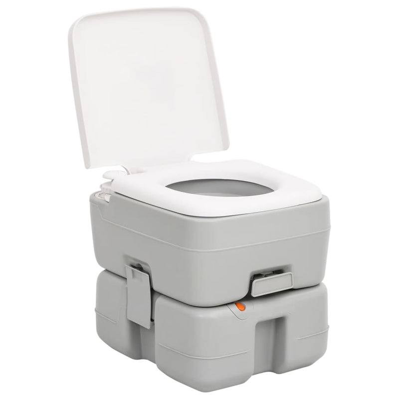 Load image into Gallery viewer, Vidaxl campingtoilet draagbaar 15+10 l hdpe grijs en wit
