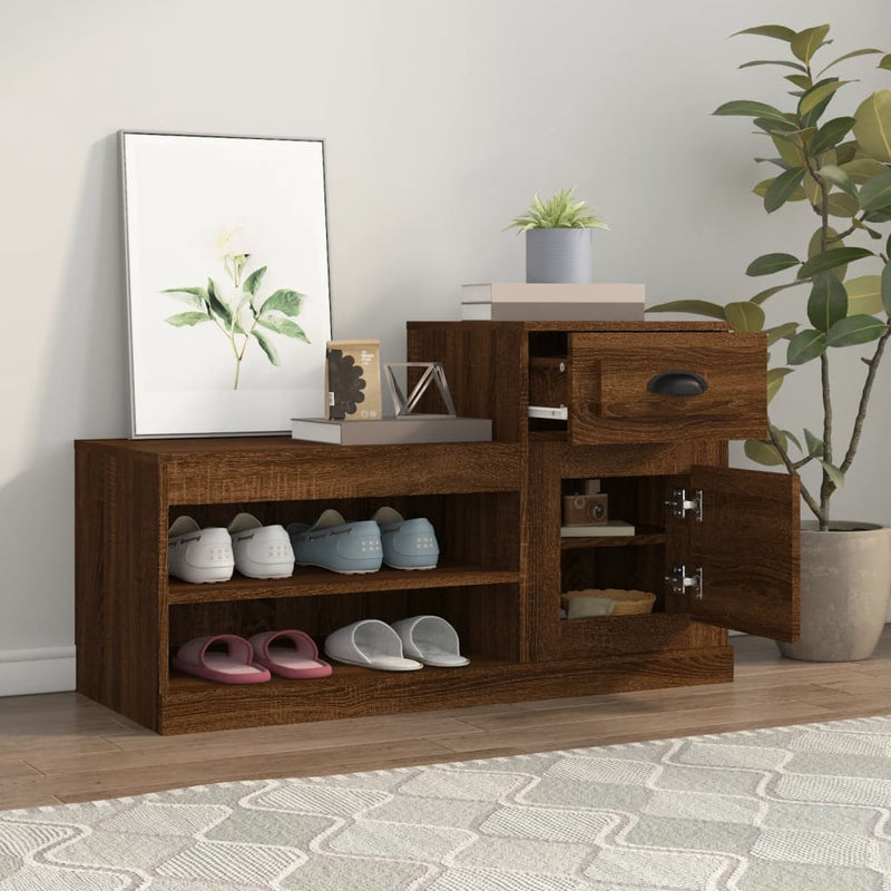 Load image into Gallery viewer, Vidaxl schoenenkast 100x42x60 cm bewerkt hout bruin eikenkleur