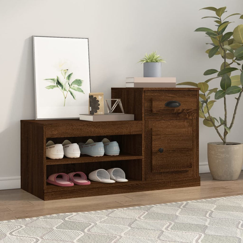 Load image into Gallery viewer, Vidaxl schoenenkast 100x42x60 cm bewerkt hout bruin eikenkleur