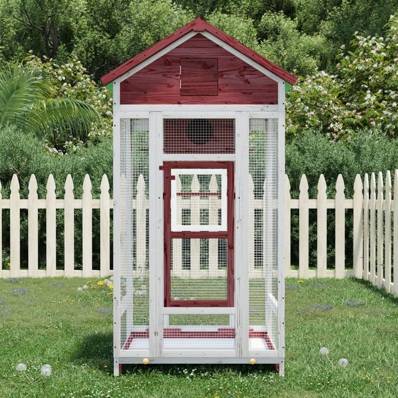 Load image into Gallery viewer, Vidaxl volière 91,5x53x170 cm massief grenenhout mokkakleurig