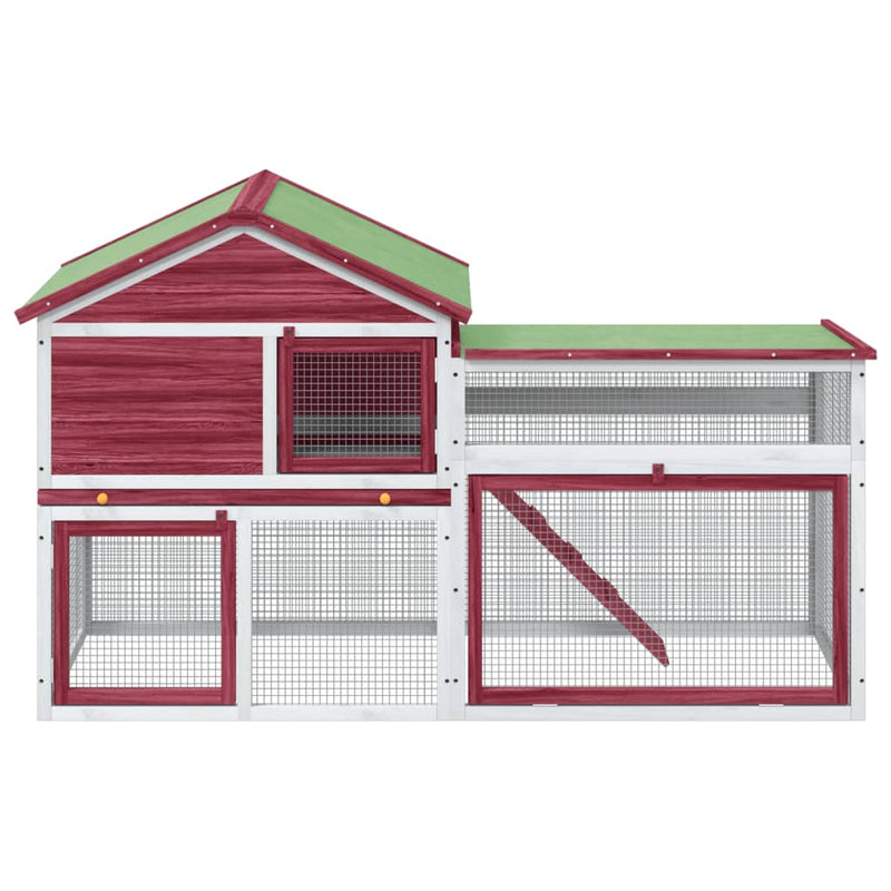 Cargue la imagen en el visor de la galería, Vidaxl konijnenhok 185,5x60,5x109,5 cm massief grenenhout rood