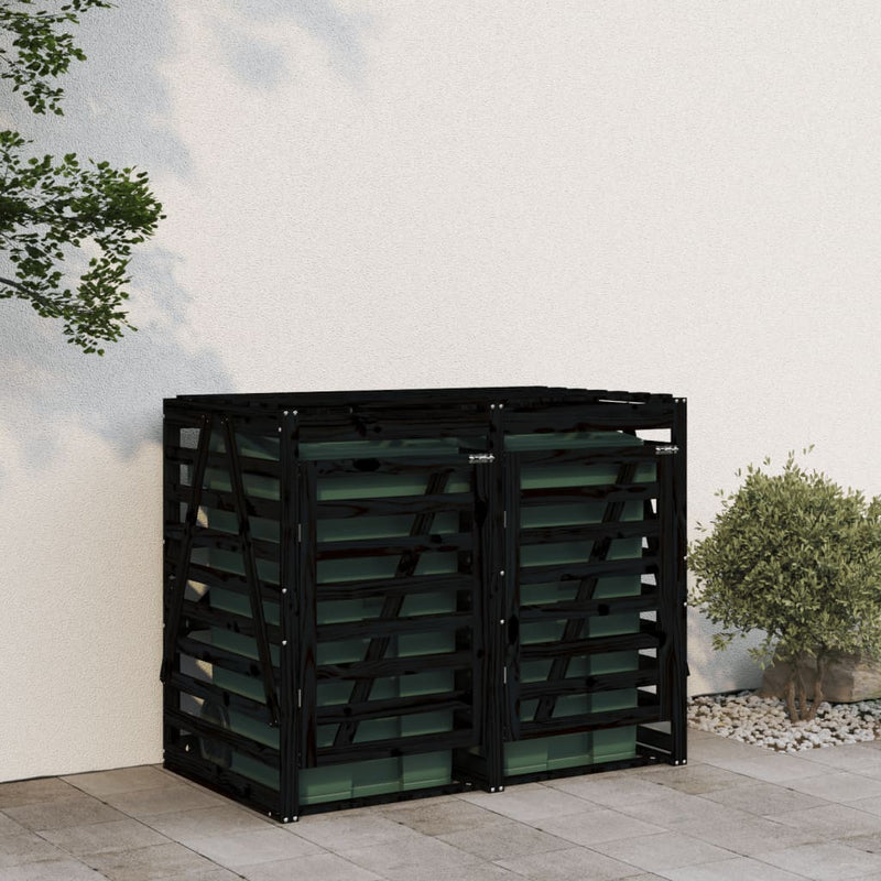 Load image into Gallery viewer, VidaXL Containerberging dubbel massief grenenhout zwart