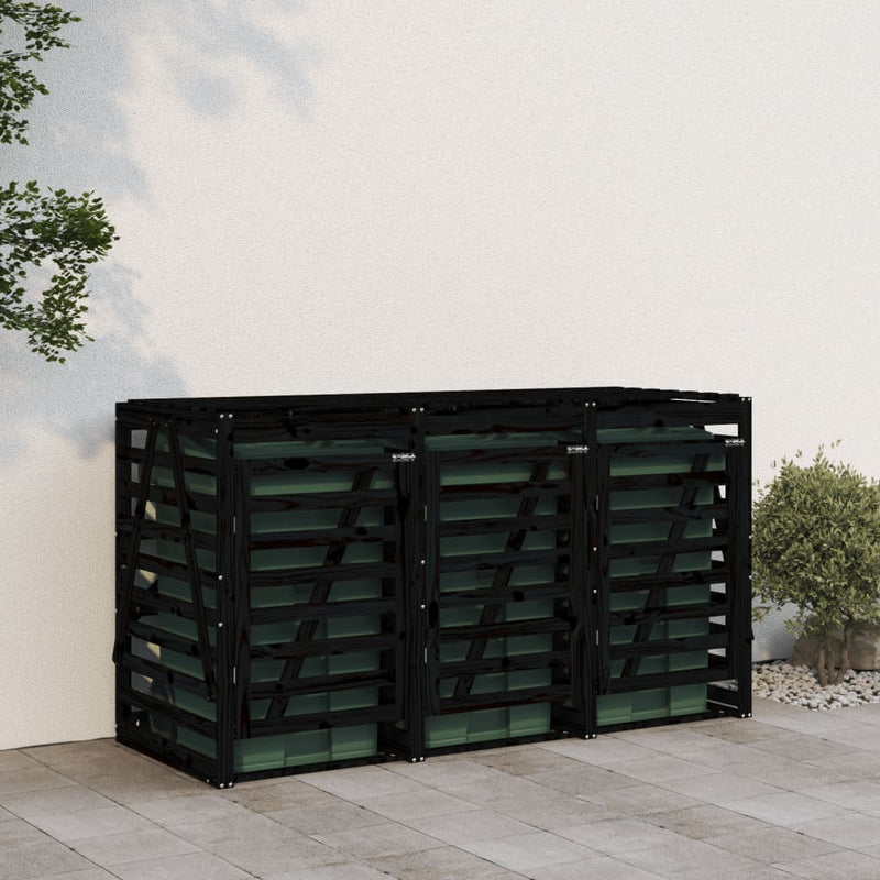 Load image into Gallery viewer, VidaXL Containerberging drievoudig massief grenenhout zwart