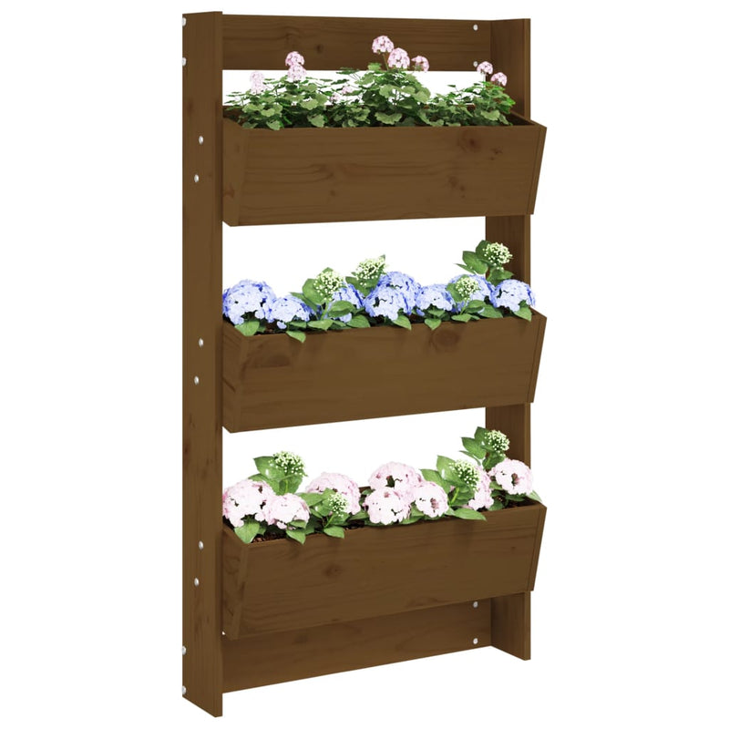 Load image into Gallery viewer, Vidaxl plantenbak wand 3-laags 60x18,5x110 cm grenenhout honingbruin