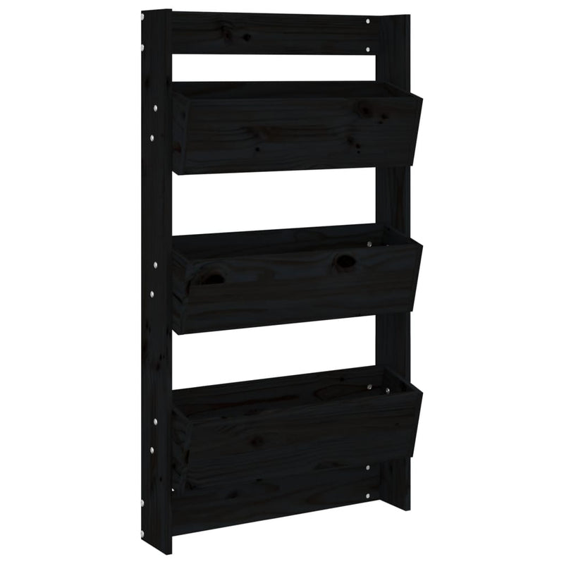 Load image into Gallery viewer, Vidaxl plantenbak wandmontage 3-laags 60x18,5x110 cm grenenhout zwart