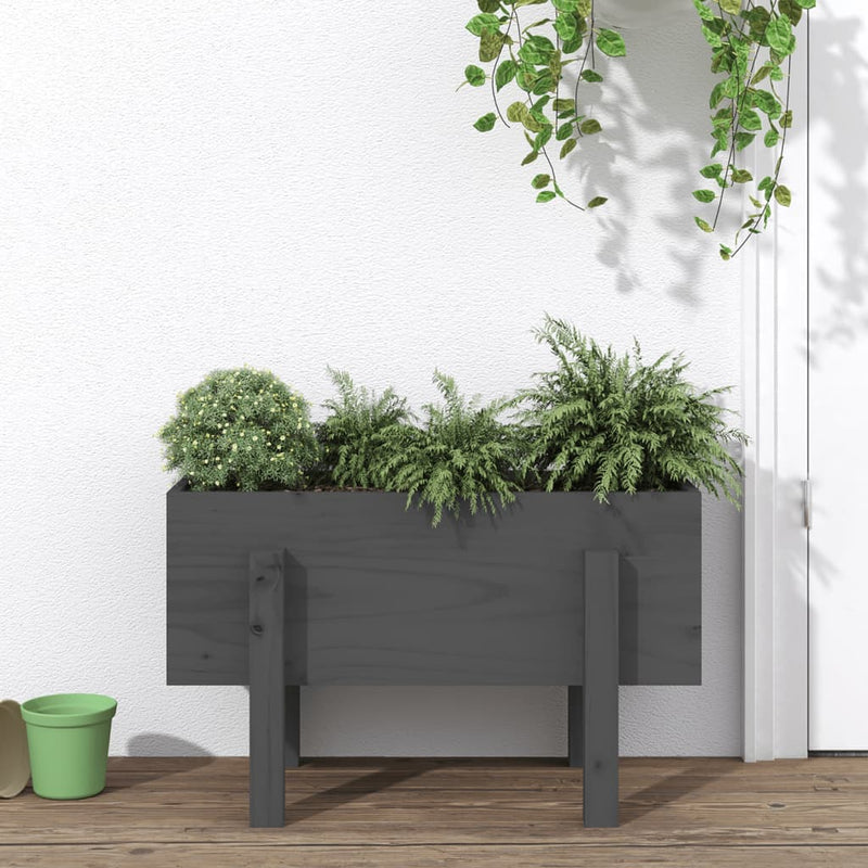 Load image into Gallery viewer, Vidaxl plantenbak 62x30x38 cm massief grenenhout grijs