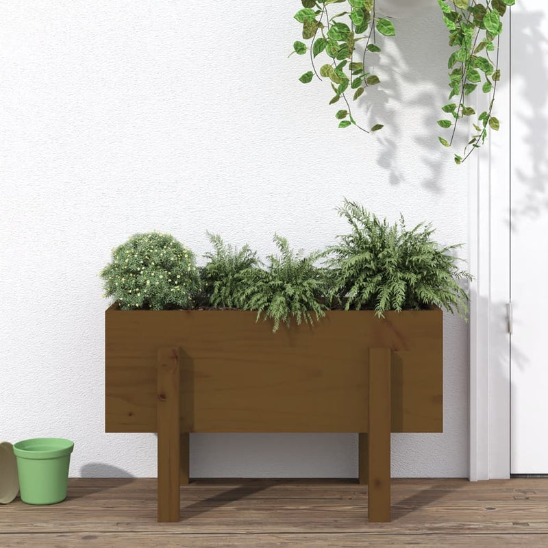 Cargue la imagen en el visor de la galería, Vidaxl plantenbak 62x30x38 cm massief grenenhout honingbruin