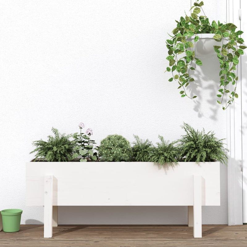 ギャラリービューアに画像をロードする, Vidaxl plantenbak verhoogd 101x30x38 cm massief grenenhout wit