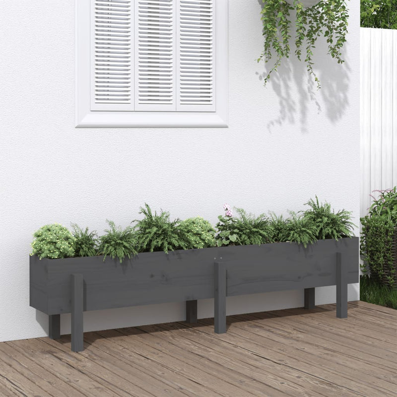 Load image into Gallery viewer, Vidaxl plantenbak verhoogd 160x30x38 cm massief grenenhout grijs
