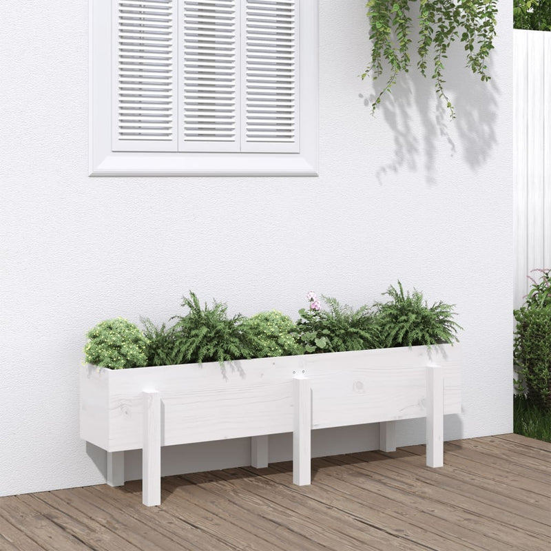 Load image into Gallery viewer, Vidaxl plantenbak verhoogd 121x30x38 cm massief grenenhout wit