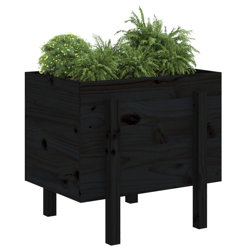 Load image into Gallery viewer, Vidaxl plantenbak 62x50x57 cm massief grenenhout zwart