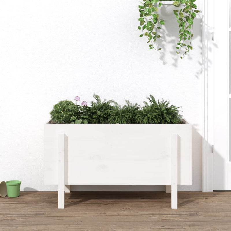 ギャラリービューアに画像をロードする, Vidaxl plantenbak verhoogd 101x50x57 cm massief grenenhout wit