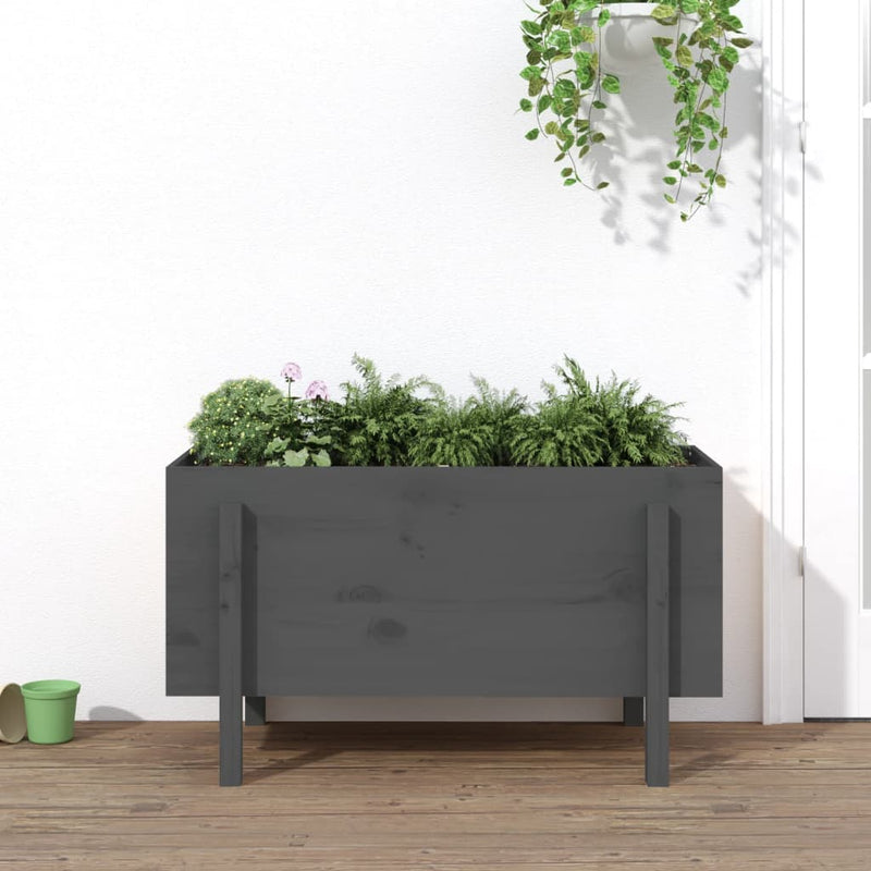 Load image into Gallery viewer, Vidaxl plantenbak verhoogd 101x50x57 cm massief grenenhout grijs