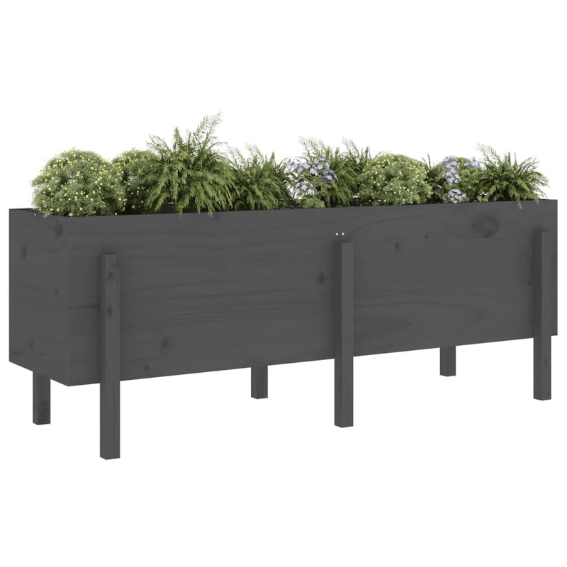 Cargue la imagen en el visor de la galería, Vidaxl plantenbak verhoogd 160x50x57 cm massief grenenhout grijs