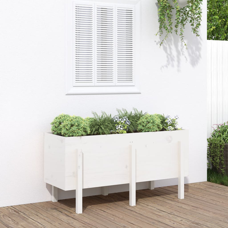 Load image into Gallery viewer, Vidaxl plantenbak verhoogd 121x50x57 cm massief grenenhout wit
