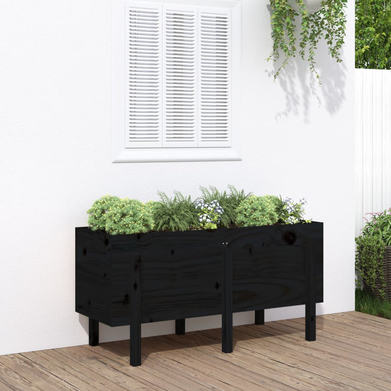Load image into Gallery viewer, Vidaxl plantenbak verhoogd 121x50x57 cm massief grenenhout zwart