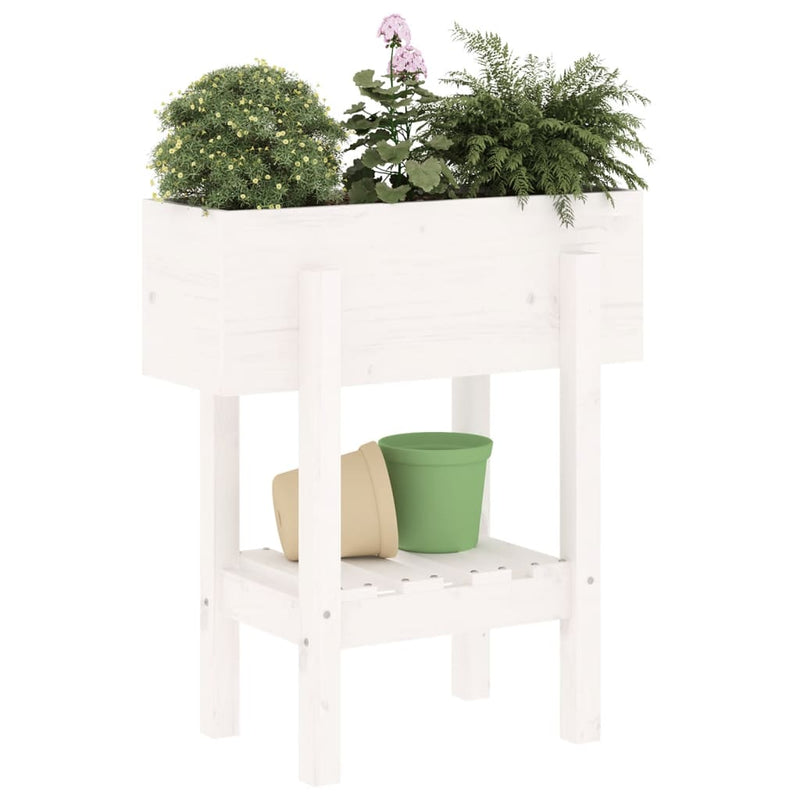 Load image into Gallery viewer, Vidaxl plantenbak 62x30x69 cm massief grenenhout wit