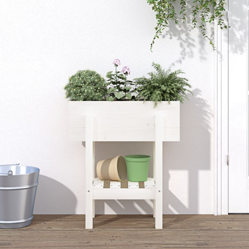 Load image into Gallery viewer, Vidaxl plantenbak 62x30x69 cm massief grenenhout wit