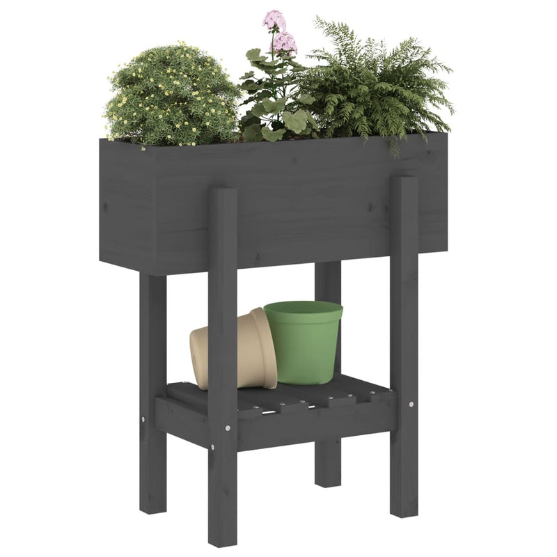 Load image into Gallery viewer, Vidaxl plantenbak 62x30x69 cm massief grenenhout grijs