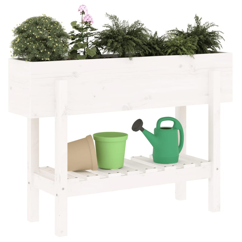 Load image into Gallery viewer, Vidaxl plantenbak verhoogd 101x30x69 cm massief grenenhout wit