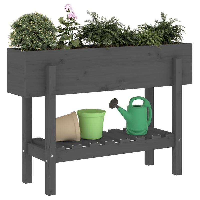 Load image into Gallery viewer, Vidaxl plantenbak verhoogd 101x30x69 cm massief grenenhout grijs