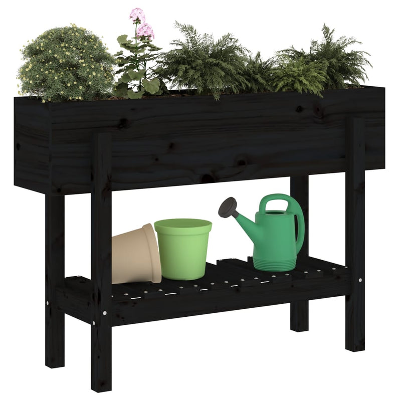 Load image into Gallery viewer, Vidaxl plantenbak verhoogd 101x30x69 cm massief grenenhout zwart